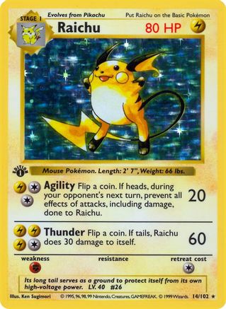 Raichu (14) (Unlimited) Holofoil - Base Set (Shadowless)