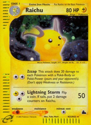 Raichu (H25) Holofoil - Skyridge