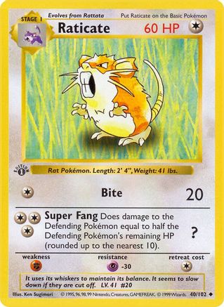 Raticate (40) (1st Edition) - Base Set (Shadowless)