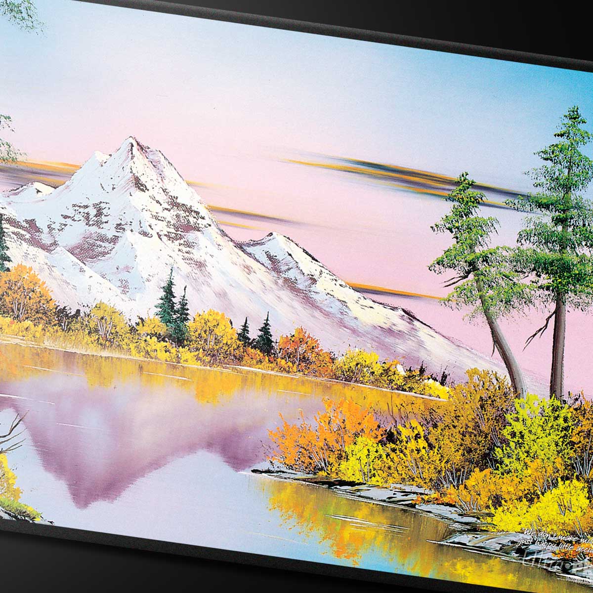 Bob Ross Playmat Black Stitched Mountain Lake