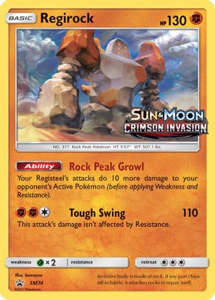Regirock (Prerelease) (SM74) Holofoil - Black Star Promos