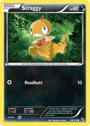 Scraggy (68) Reverse Holofoil - Black & White