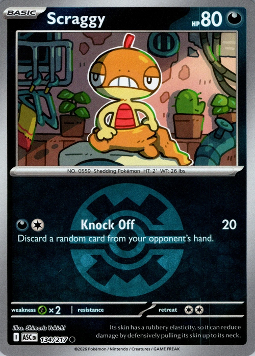 Scraggy (Quick Ball) (134) Reverse Holofoil - Ascended Heroes