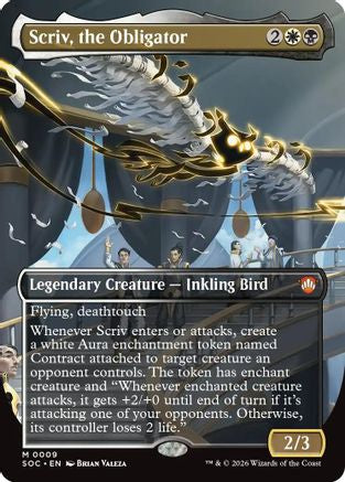 Scriv, the Obligator (Borderless) (009) Foil - Commander: Secrets of Strixhaven
