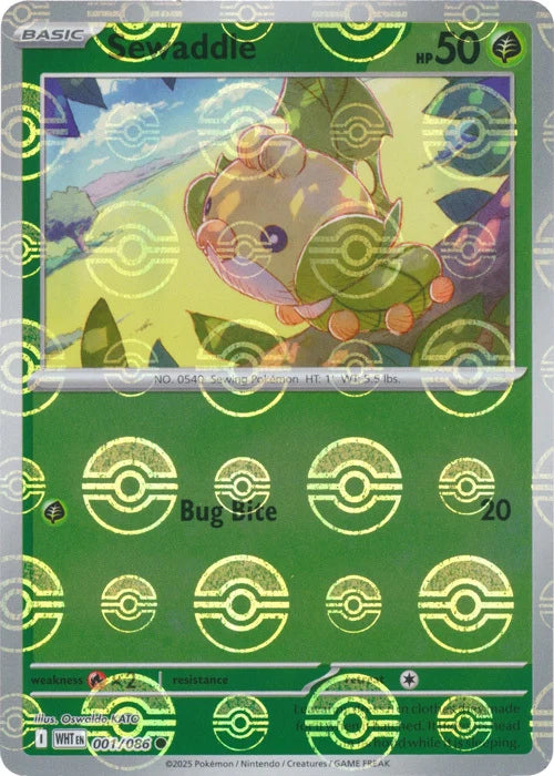 Sewaddle (Poke Ball Pattern) (1) Reverse Holofoil - White Flare