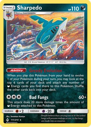 Sharpedo (111) Reverse Holofoil - Unbroken Bonds