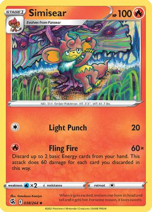 Simisear (38) Reverse Holofoil - Fusion Strike