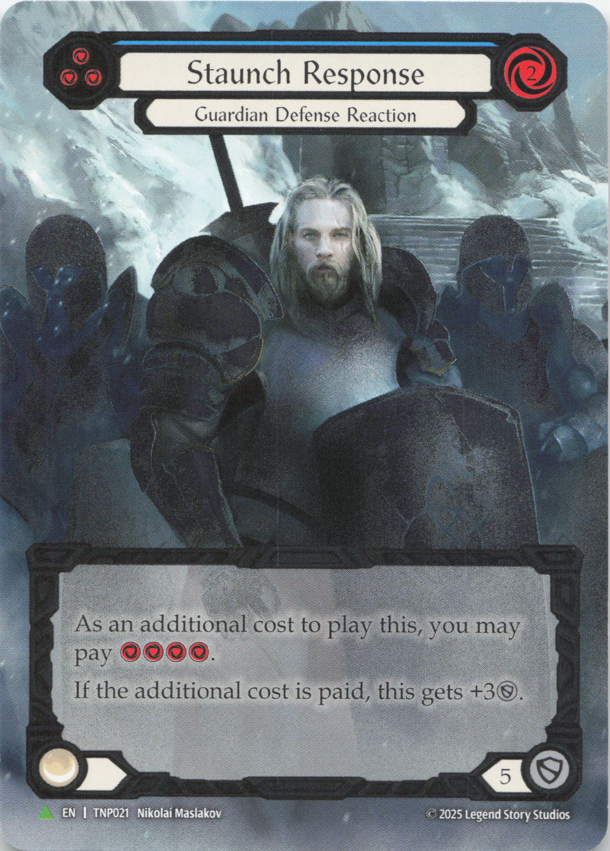 Staunch Response (Blue) (Marvel) (TNP021) Cold Foil - Flesh and Blood: Promo Cards
