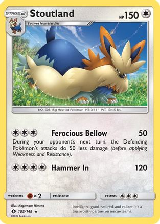 Stoutland (105) Reverse Holofoil - Sun & Moon