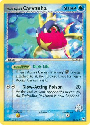 Team Aqua's Carvanha (25) Reverse Holofoil - Team Magma vs Team Aqua
