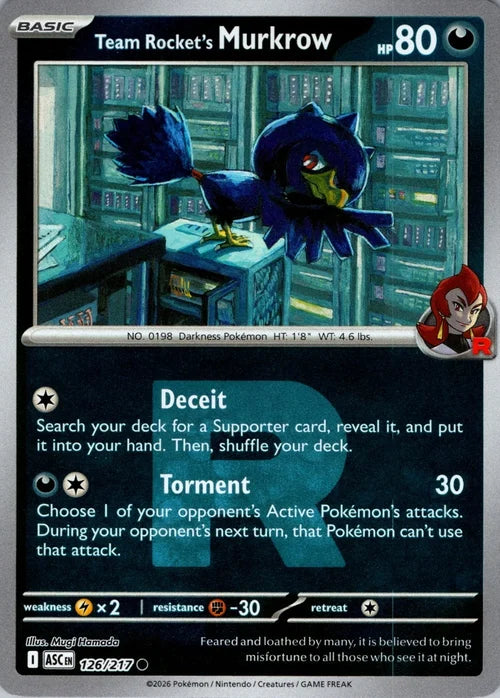 Team Rocket's Murkrow (Team Rocket) (126) Reverse Holofoil - Ascended Heroes