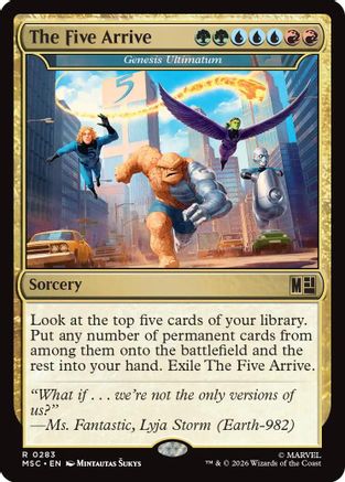 The Five Arrive – Genesis Ultimatum (283) Surge Foil - Commander: Marvel Super Heroes