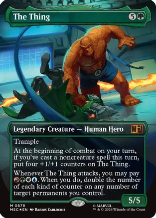 The Thing (Borderless) (878) Surge Foil - Commander: Marvel Super Heroes