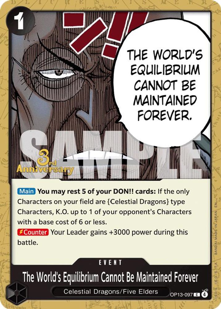 The World's Equilibrium Cannot Be Maintained Forever (OP13-097) 3rd Anniversary Tournament Cards