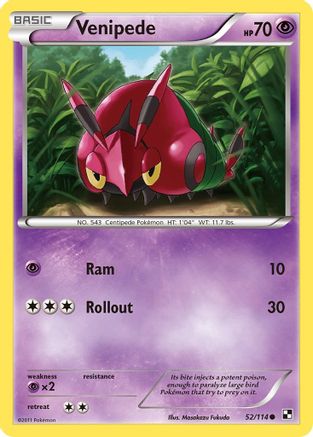 Venipede (52) Reverse Holofoil - Black & White