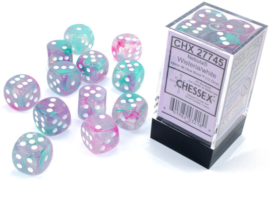 Chessex Luminary Nebula Wisteria/White 12d6 16mm