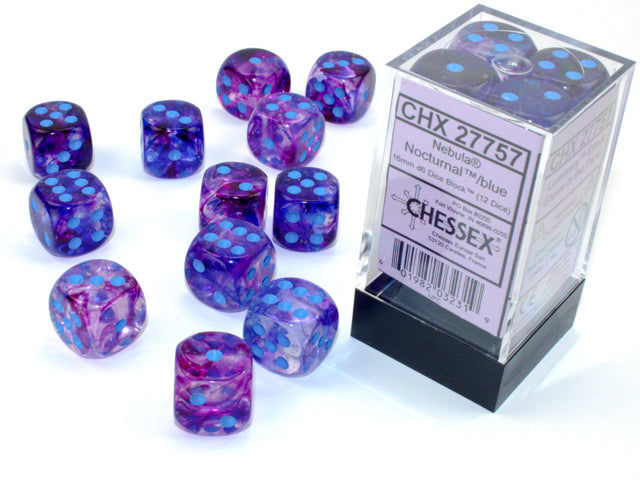 Chessex Luminary Nebula Nocturnal/Blue 12d6 16mm | Silver Goblin