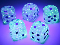 Chessex Luminary Borealis Icicle/Light Blue 12d6 16mm | Silver Goblin