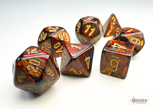 Chessex Scarab Blue Blood/Gold Mini-hedral Dice Set