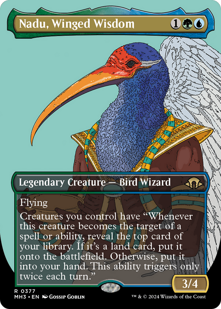 Nadu, Winged Wisdom (Borderless) [Modern Horizons 3] | Silver Goblin