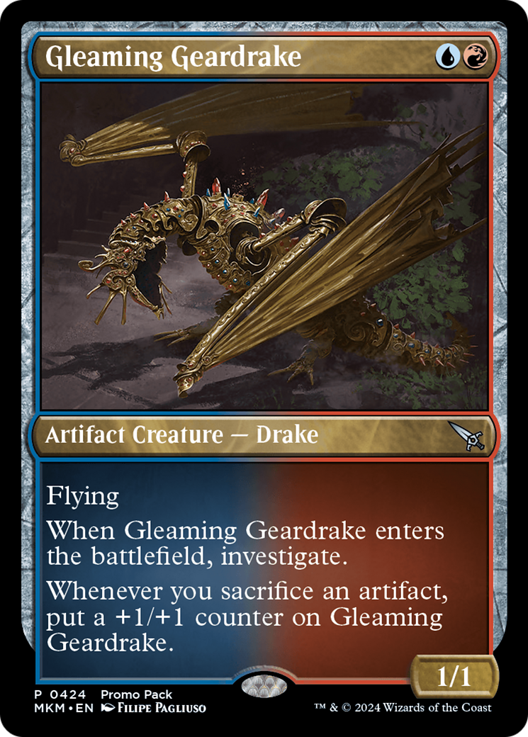 Gleaming Geardrake (Promo Pack) [Murders at Karlov Manor Promos] Foil