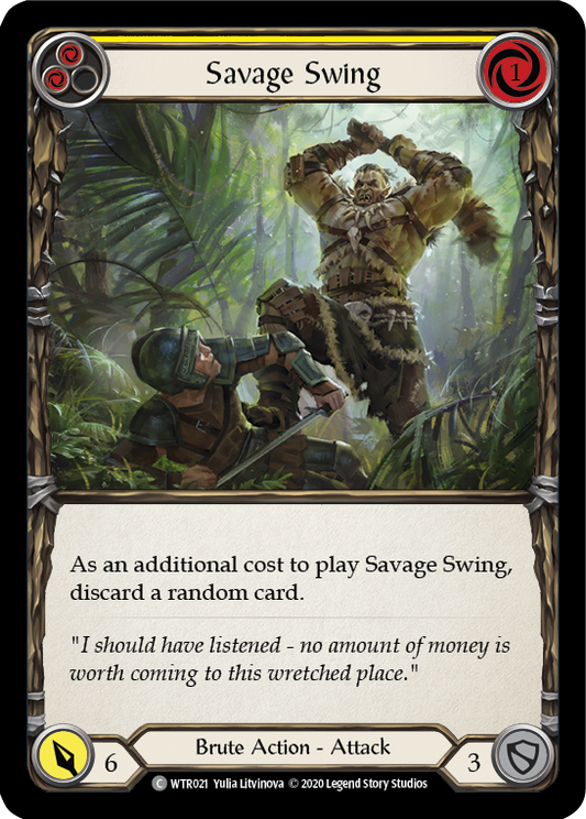 Savage Swing (Yellow) Unlimited Edition Rainbow Foil (WTR021) - Welcome to Rathe