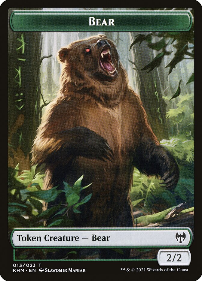 Elf Warrior // Bear Double-Sided Token [Kaldheim Tokens] | Silver Goblin