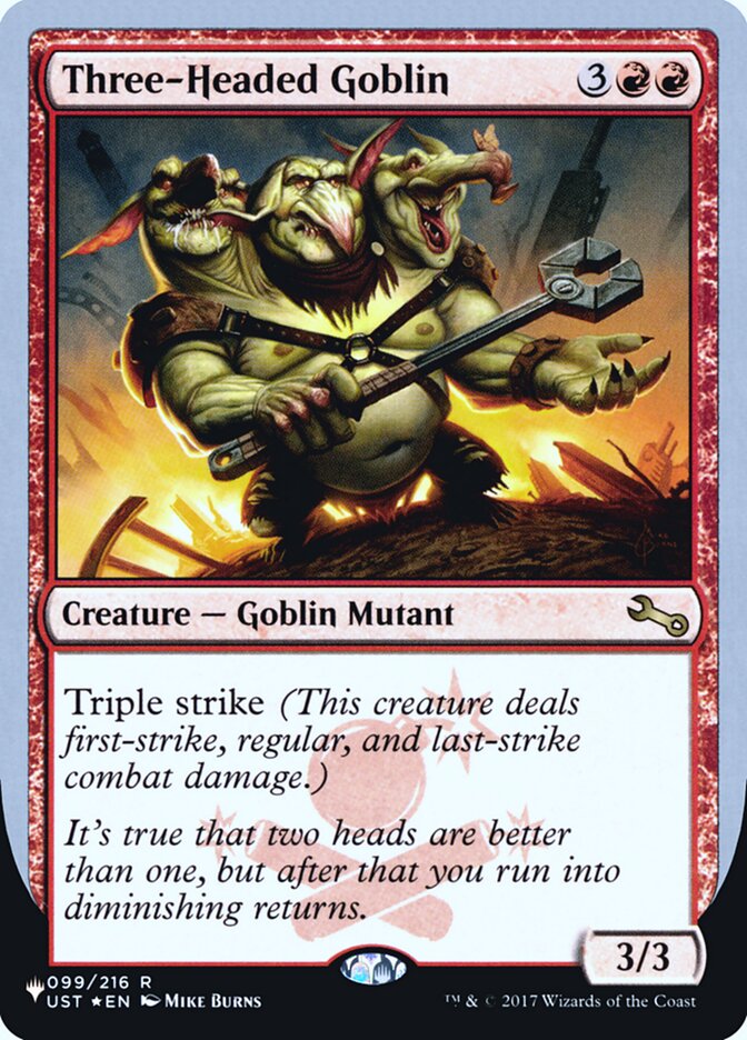Three-Headed Goblin (Unfinity Foil Edition) [The List] | Silver Goblin