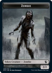 Zombie // Zombie Double-Sided Token (005 MIC/005 MID) [Innistrad: Midnight Hunt Commander Tokens] | Silver Goblin