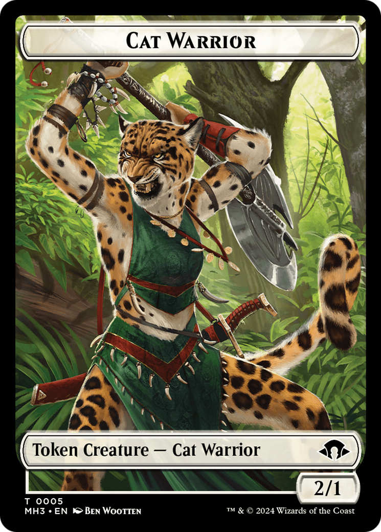 Cat Warrior Token [Modern Horizons 3 Tokens] | Silver Goblin