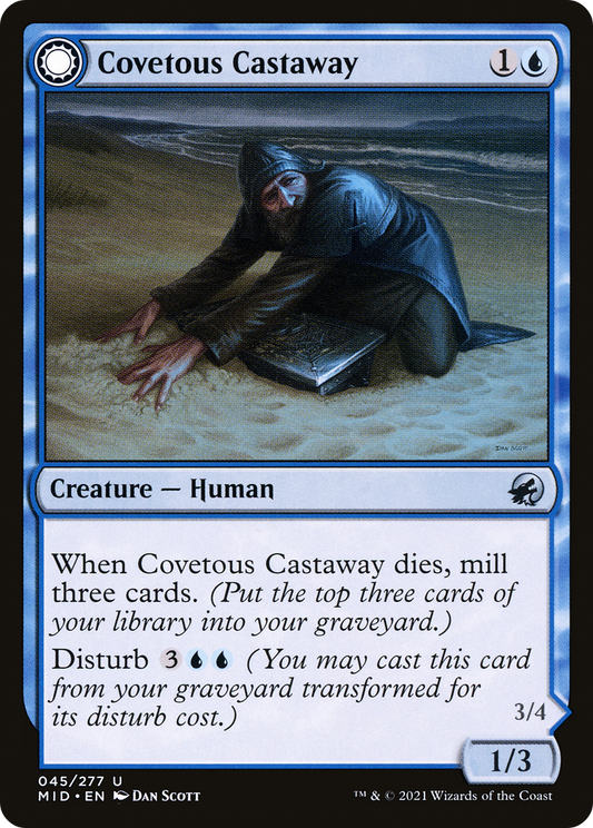 Covetous Castaway // Ghostly Castigator [Innistrad: Midnight Hunt] Foil