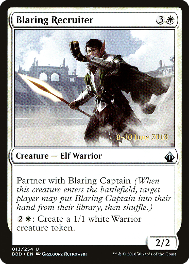 Blaring Recruiter (Prerelease) [Battlebond Promos] | Silver Goblin