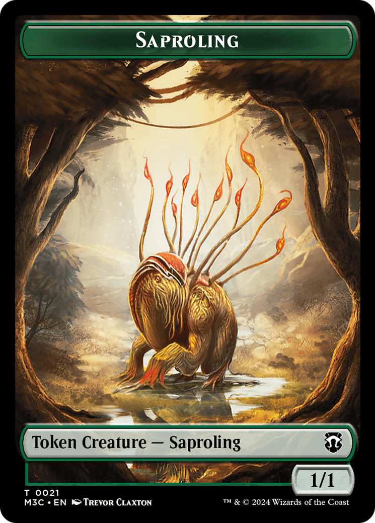 Tarmogoyf (Ripple Foil) // Saproling Double-Sided Token [Modern Horizons 3 Commander Tokens] | Silver Goblin