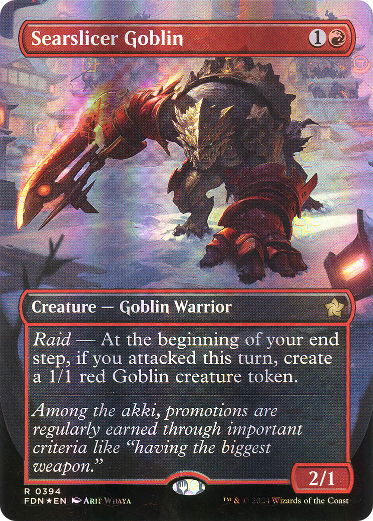 Searslicer Goblin (Borderless) (Mana Foil) [Foundations] | Silver Goblin