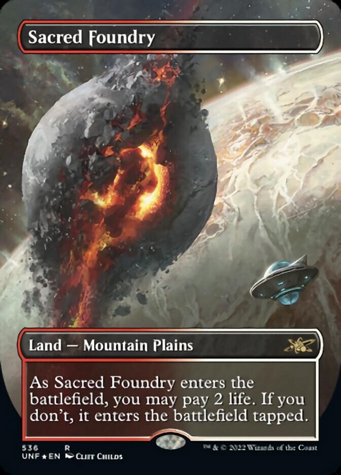 Sacred Foundry (Borderless) (Galaxy Foil) [Unfinity] | Silver Goblin