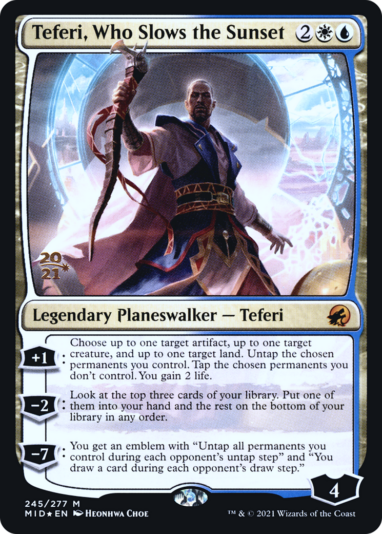 Teferi, Who Slows the Sunset [Innistrad: Midnight Hunt Prerelease Promos] | Silver Goblin