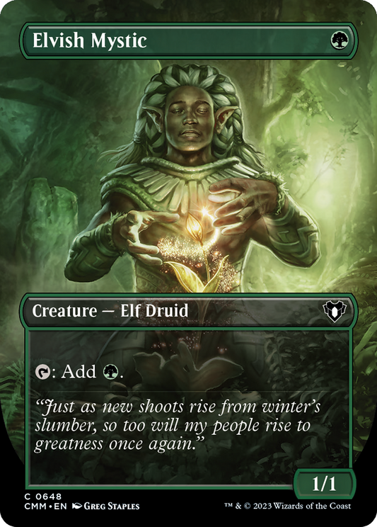 Elvish Mystic (Borderless Alternate Art) [Commander Masters] Foil