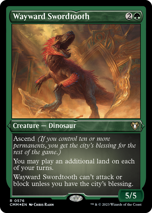 Wayward Swordtooth (Foil Etched) [Commander Masters]