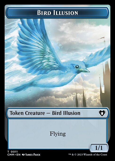 Zombie (0019) // Bird Illusion Double-Sided Token [Commander Masters Tokens] Foil