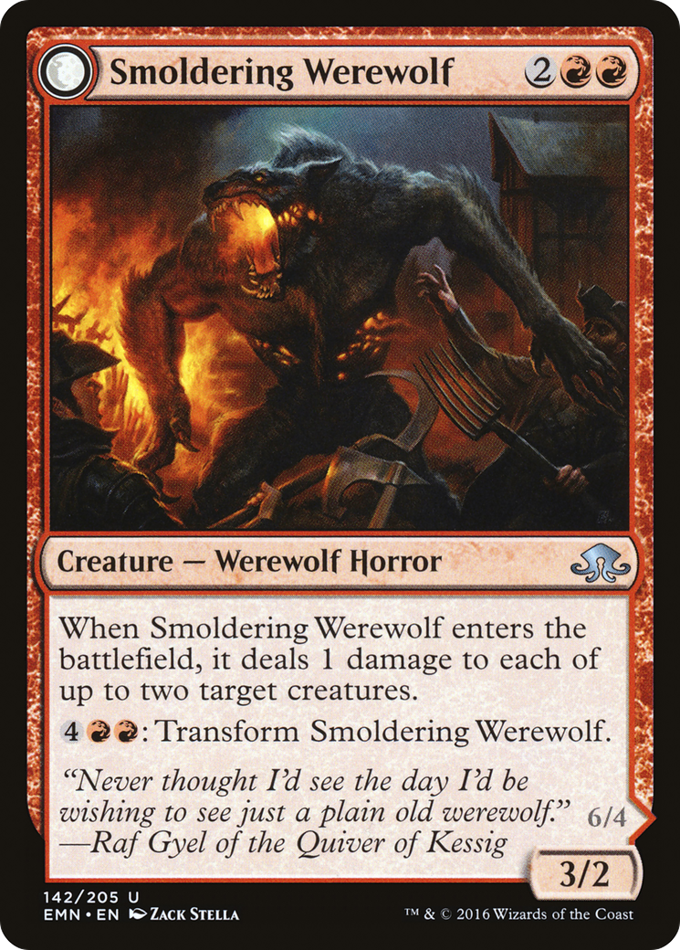 Smoldering Werewolf // Erupting Dreadwolf [Eldritch Moon] Foil