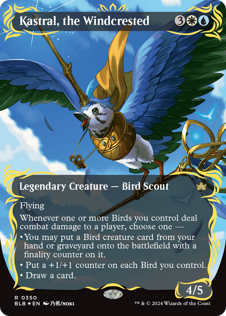 Kastral, the Windcrested (Borderless) (Raised Foil) [Bloomburrow] | Silver Goblin