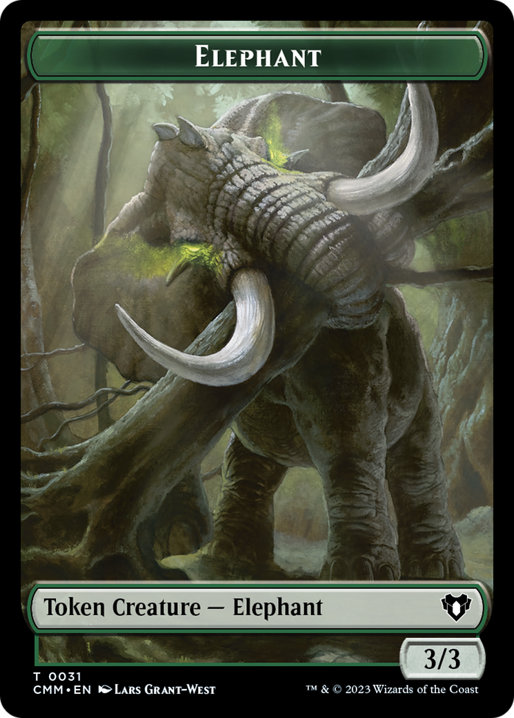 Soldier // Elephant Double-Sided Token [Commander Masters Tokens] | Silver Goblin