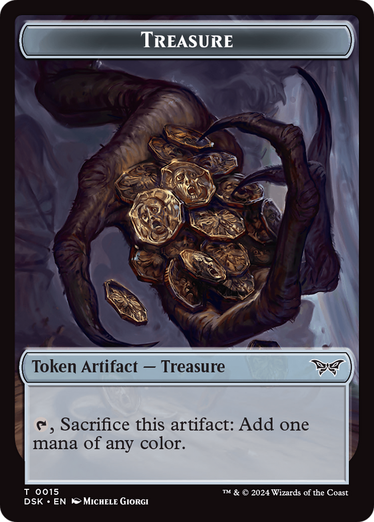 Treasure // Manifest Double-Sided Token [Duskmourn: House of Horror Tokens] | Silver Goblin