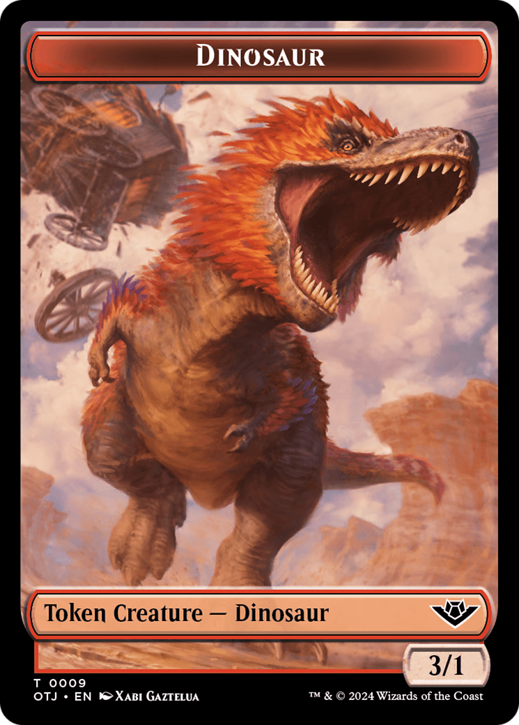 Mercenary // Dinosaur Double-Sided Token [Outlaws of Thunder Junction Tokens] | Silver Goblin