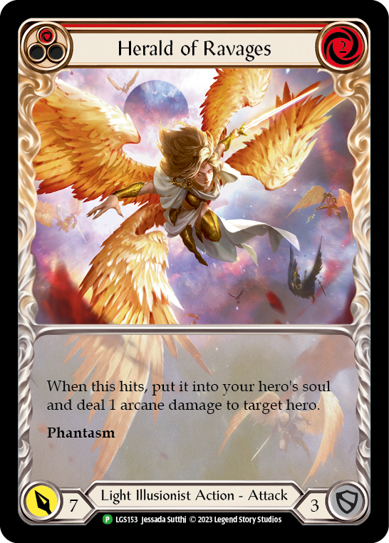 Herald of Ravages (Red) (Extended Art) [LGS153] (Promo)  Rainbow Foil | Silver Goblin