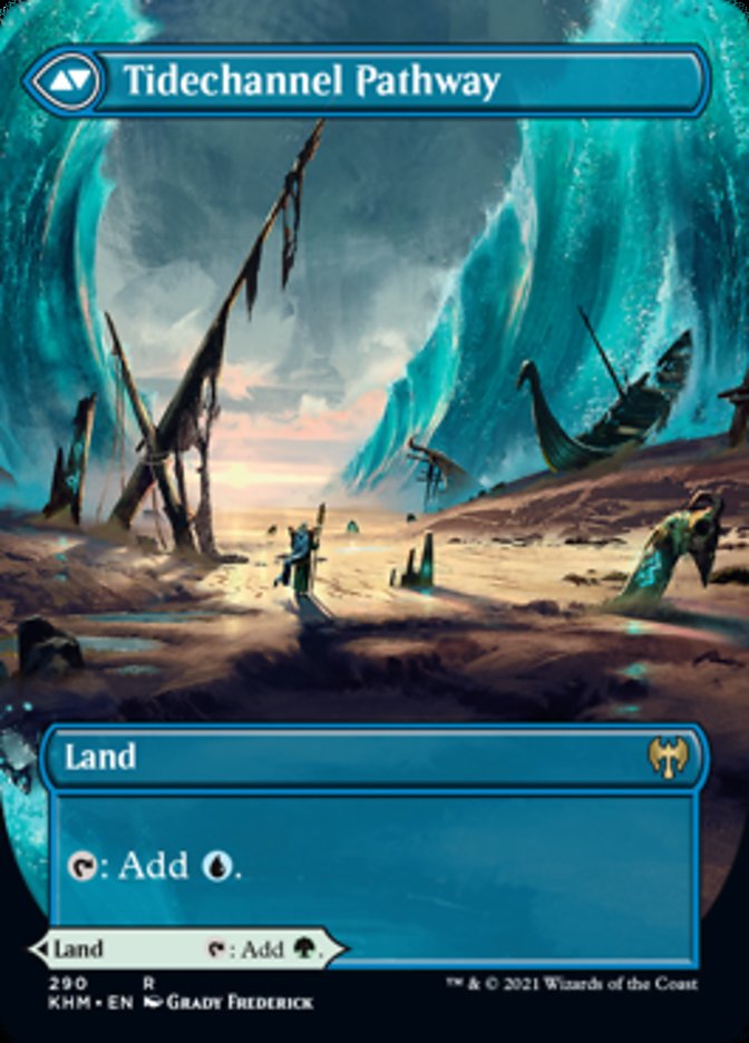 Barkchannel Pathway // Tidechannel Pathway (Borderless Alternate Art) [Kaldheim] Foil