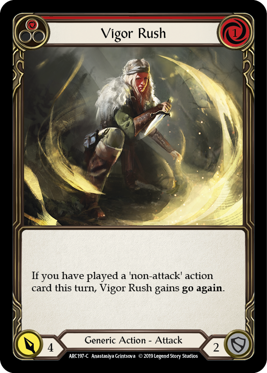 Vigor Rush (Red) [ARC197-C] (Arcane Rising)  1st Edition Rainbow Foil | Silver Goblin