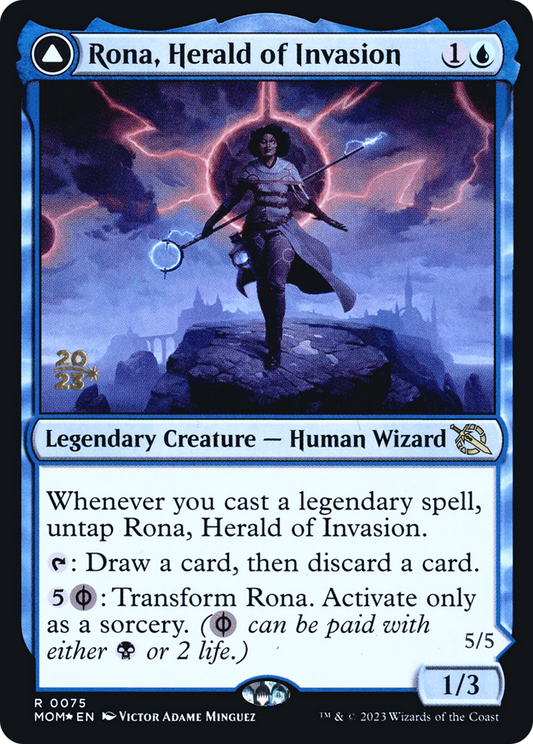 Rona, Herald of Invasion // Rona, Tolarian Obliterator [March of the Machine Prerelease Promos]