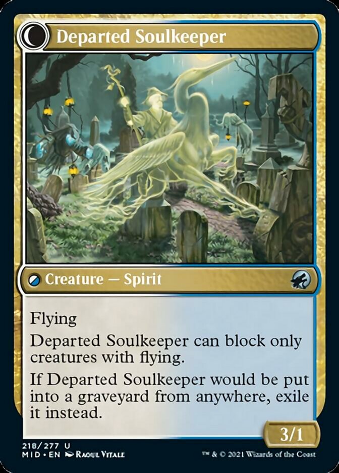 Devoted Grafkeeper // Departed Soulkeeper [Innistrad: Midnight Hunt] Foil