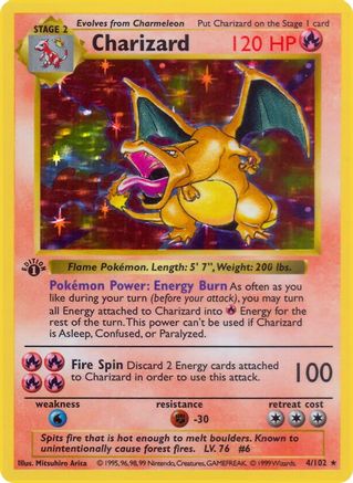 Charizard (4) (1st Edition) Holofoil - Base Set (Shadowless)